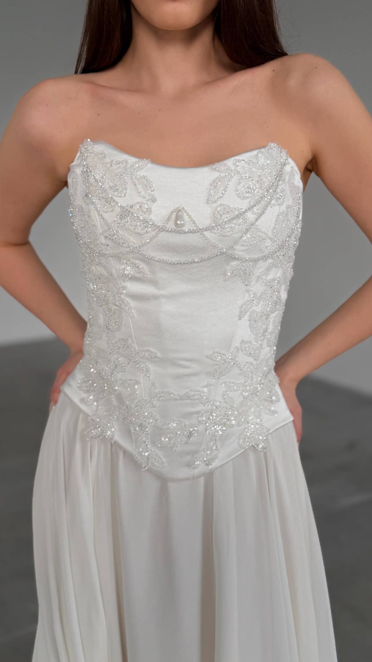 Embroidered Bridal Corset Top, Beaded Lace Bodice, Lace-Up Back, Custom