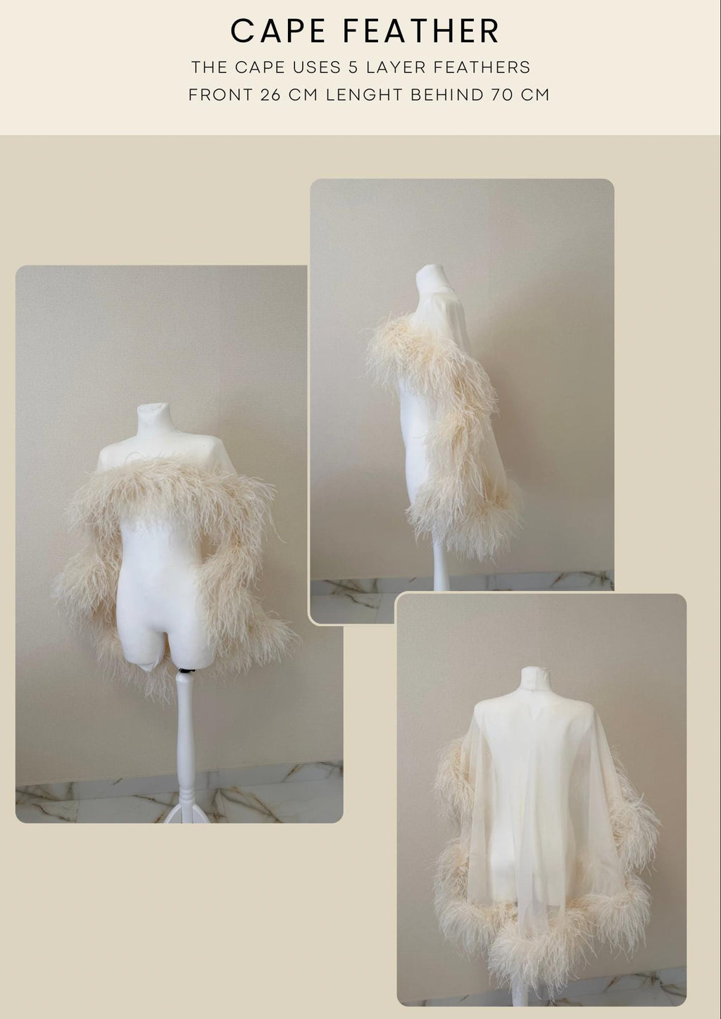 Ostrich Feather Bridal Cape, Ivory Silk Wedding Cover-Up, Custom Made