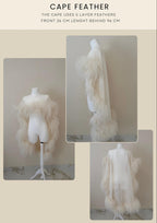 Ostrich Feather Bridal Cape, Ivory Silk Wedding Cover-Up, Custom Made